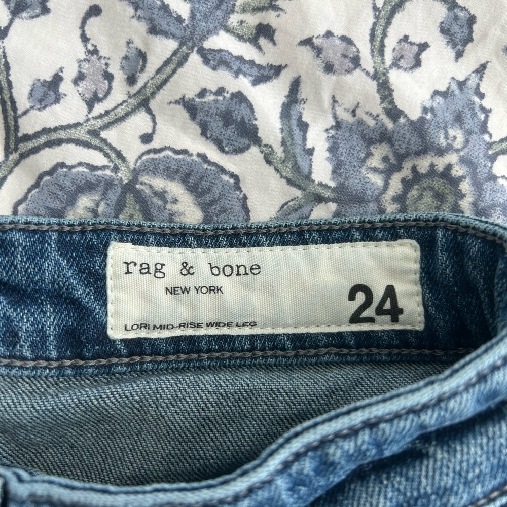 Rag & Bone Mid-Rise Wide Leg Blue Jeans